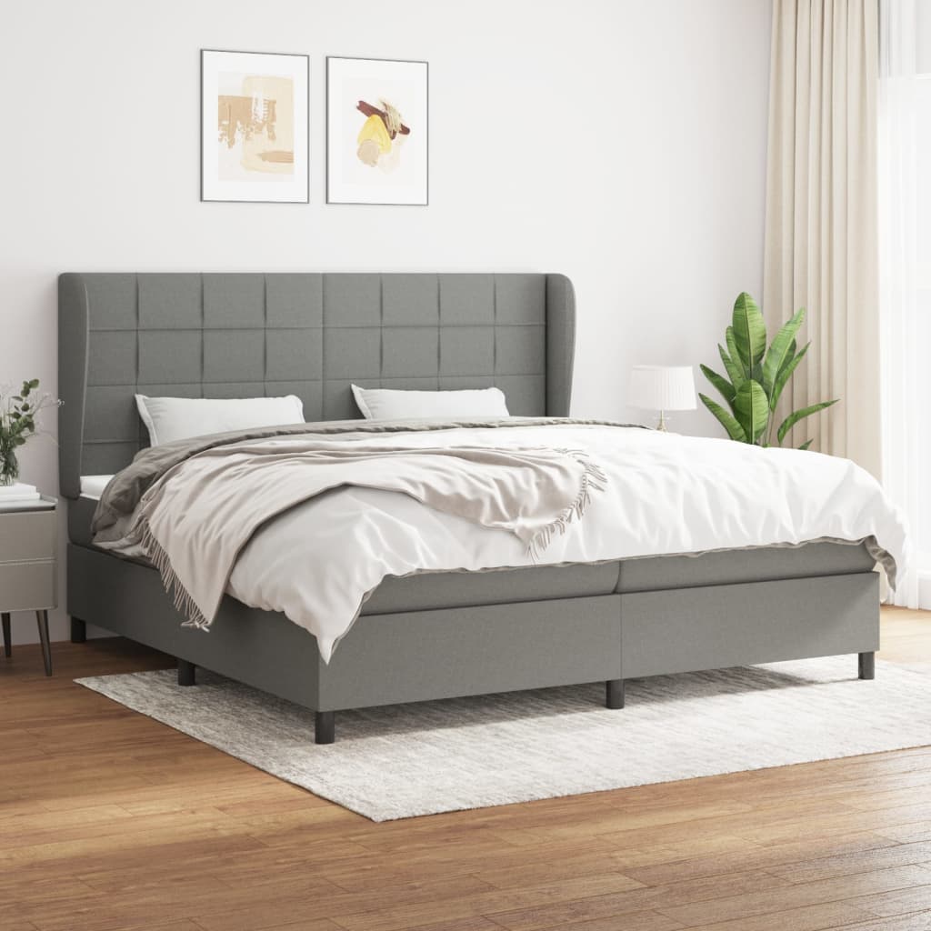 Boxspringbett Mit Matratze Stoff Dunkelgrau