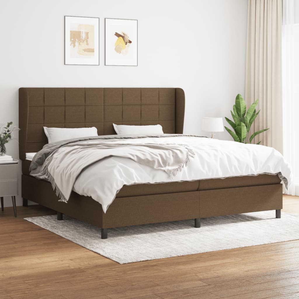 Boxspringbett Mit Matratze Stoff Dunkelbraun