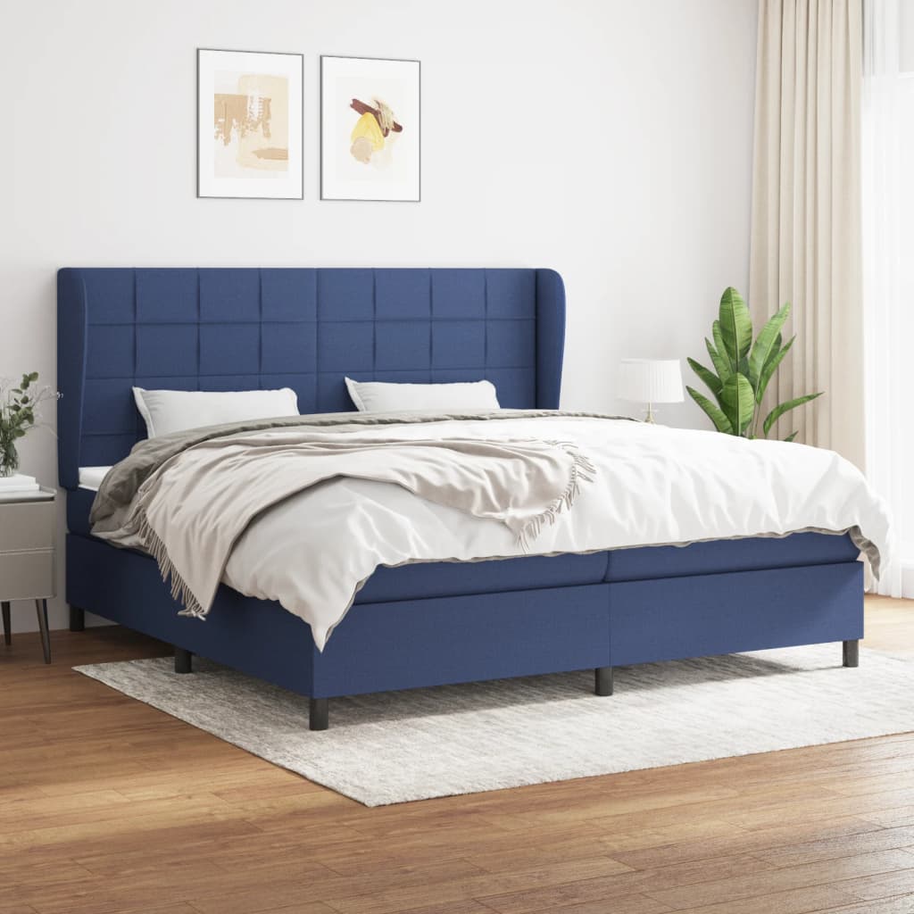 Boxspringbett Mit Matratze Stoff Blau