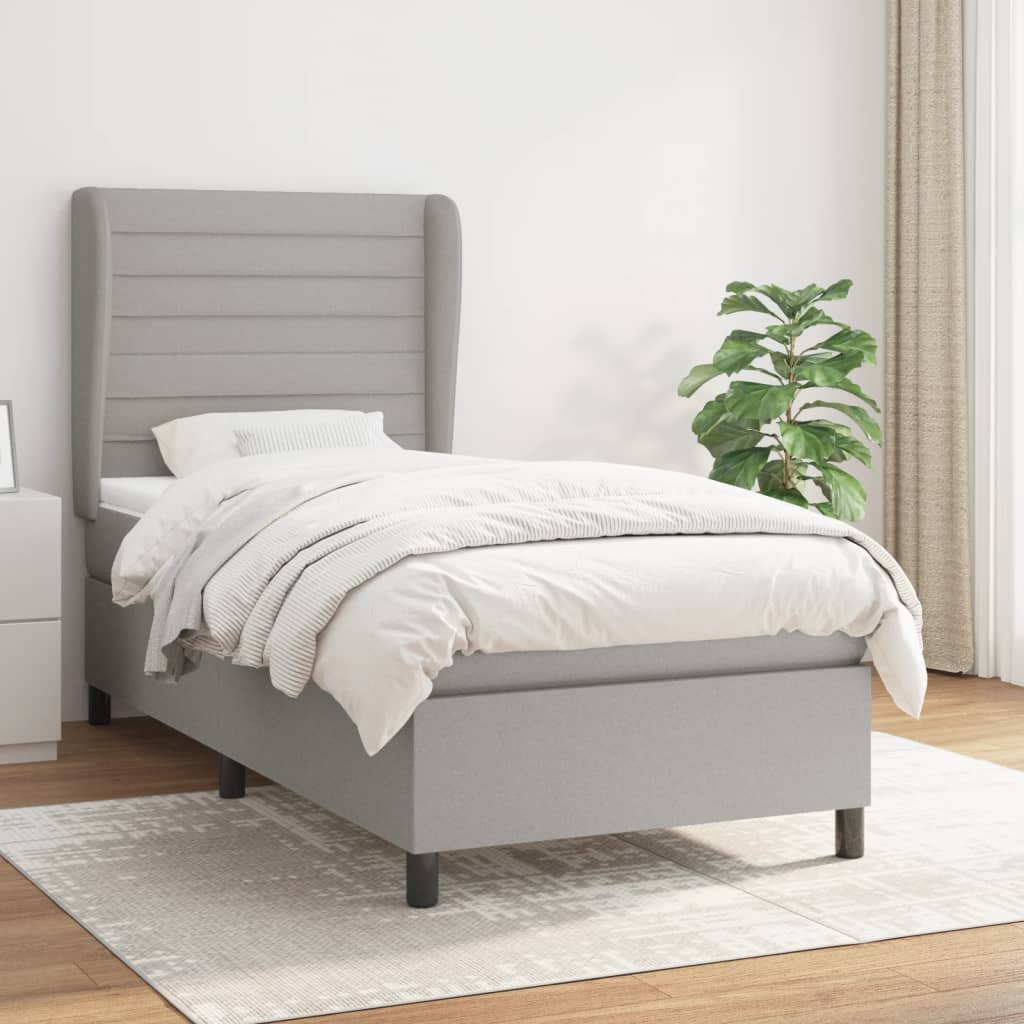 Boxspringbett Mit Matratze Stoff Hellgrau