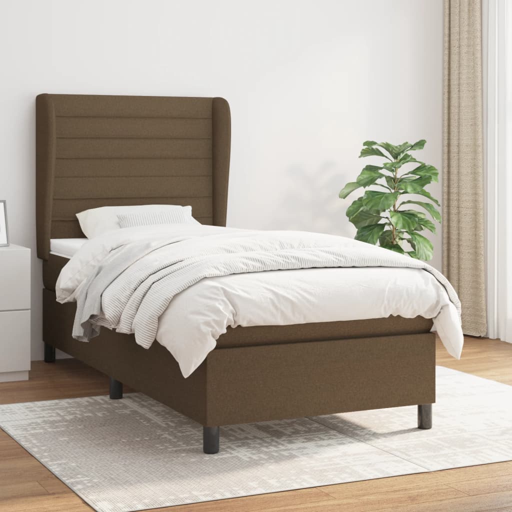 Boxspringbett Mit Matratze Stoff Dunkelbraun