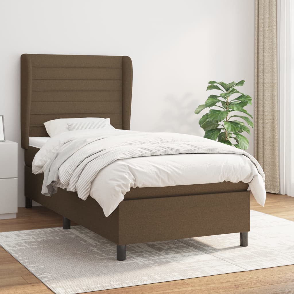 Boxspringbett Mit Matratze Stoff Dunkelbraun