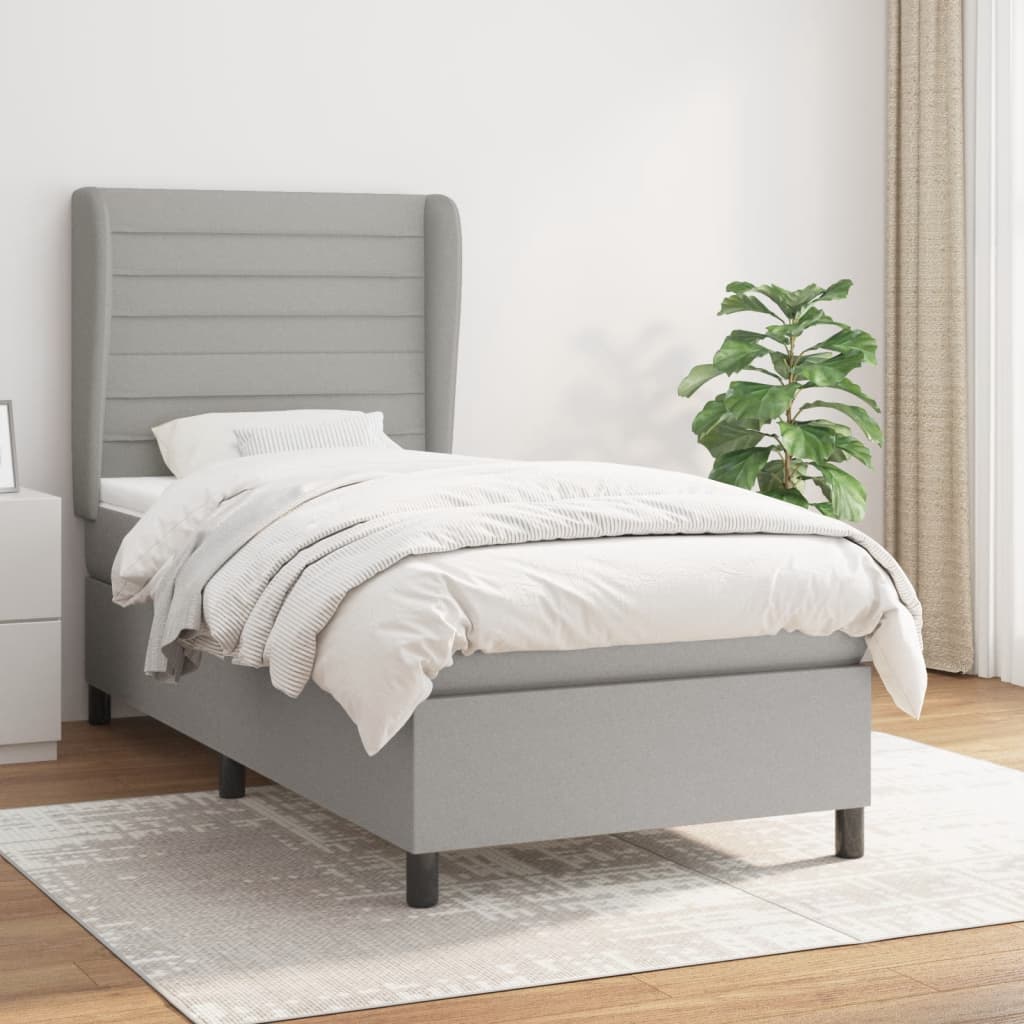 Boxspringbett Mit Matratze Stoff Hellgrau