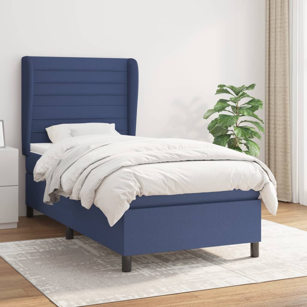 Boxspringbett Mit Matratze Stoff Blau