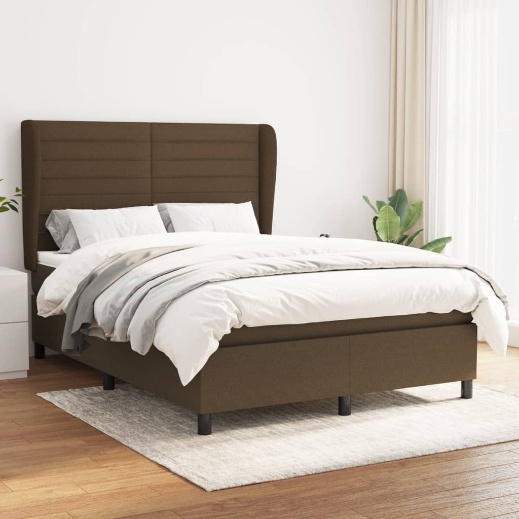 Boxspringbett Mit Matratze Stoff Dunkelbraun