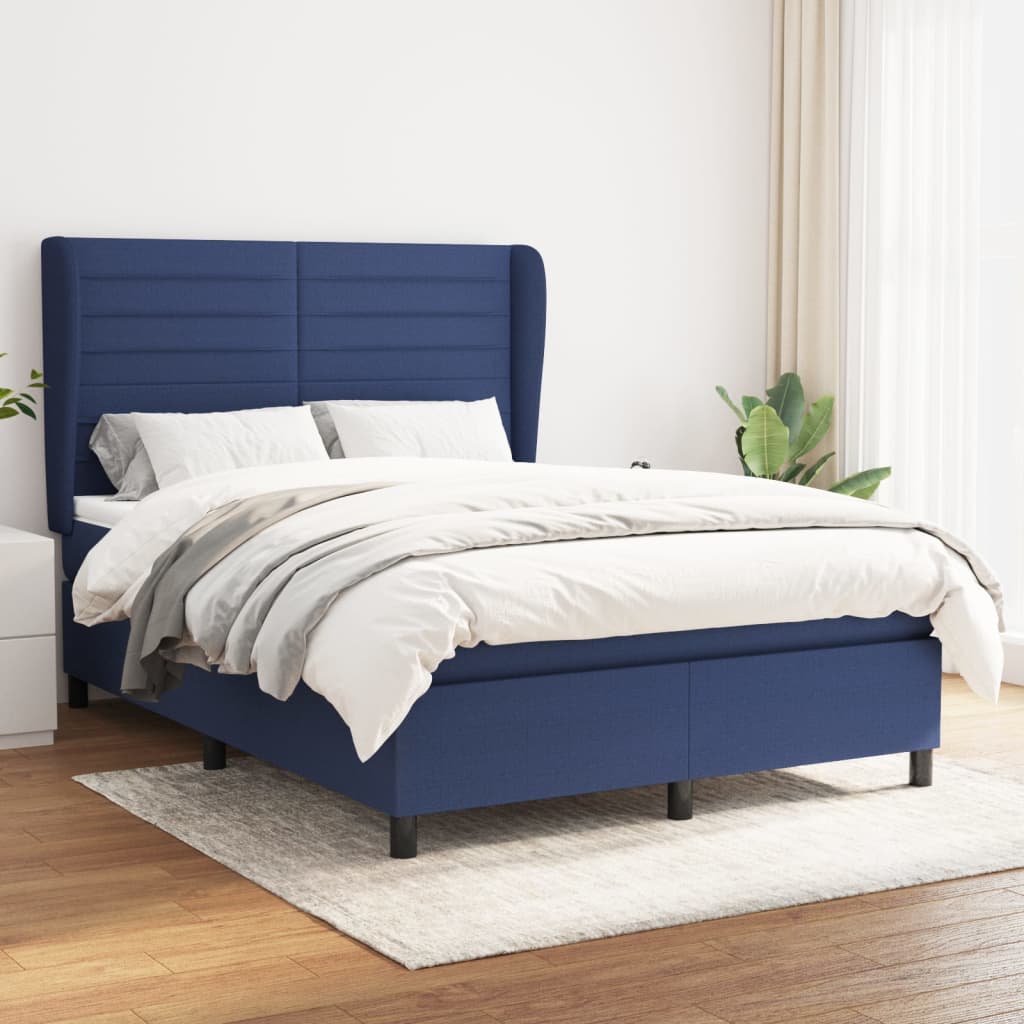 Boxspringbett Mit Matratze Stoff Blau