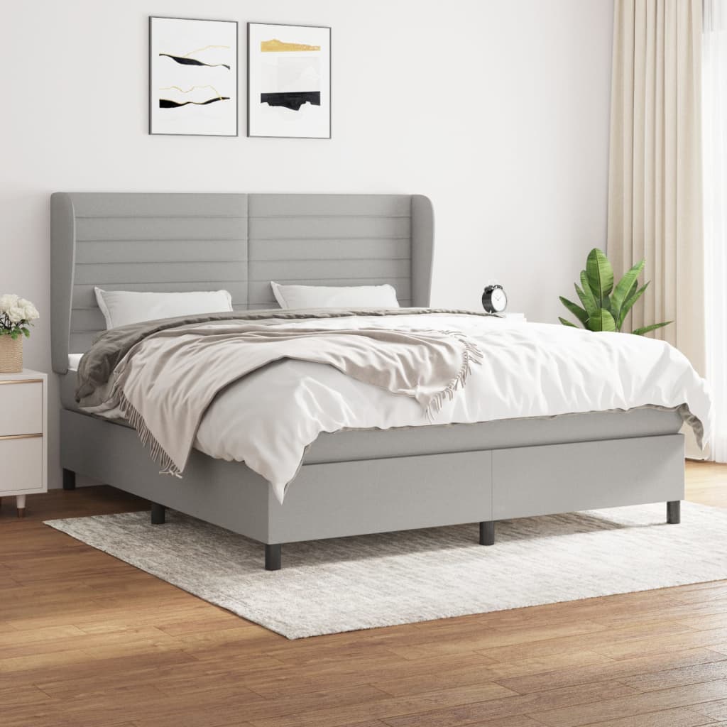 Boxspringbett Mit Matratze Stoff Hellgrau