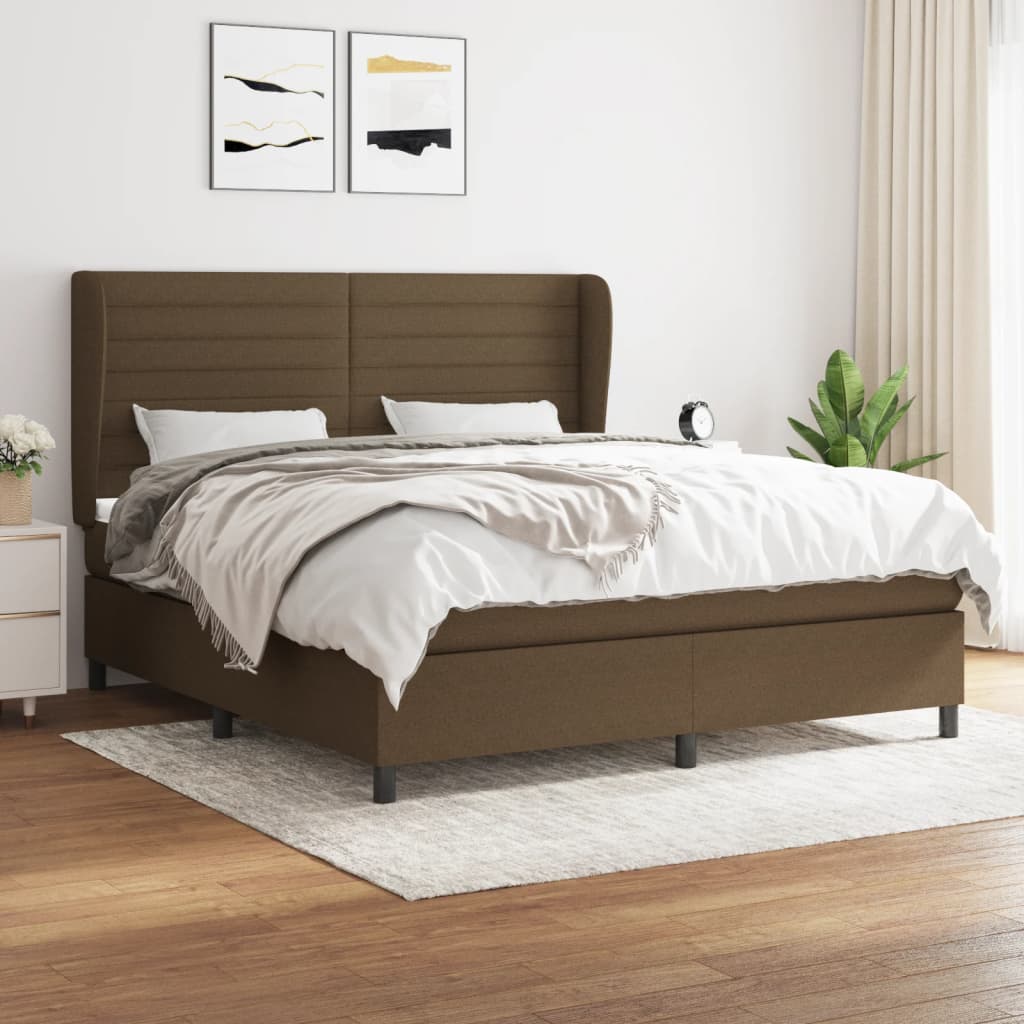 Boxspringbett Mit Matratze Stoff Dunkelbraun