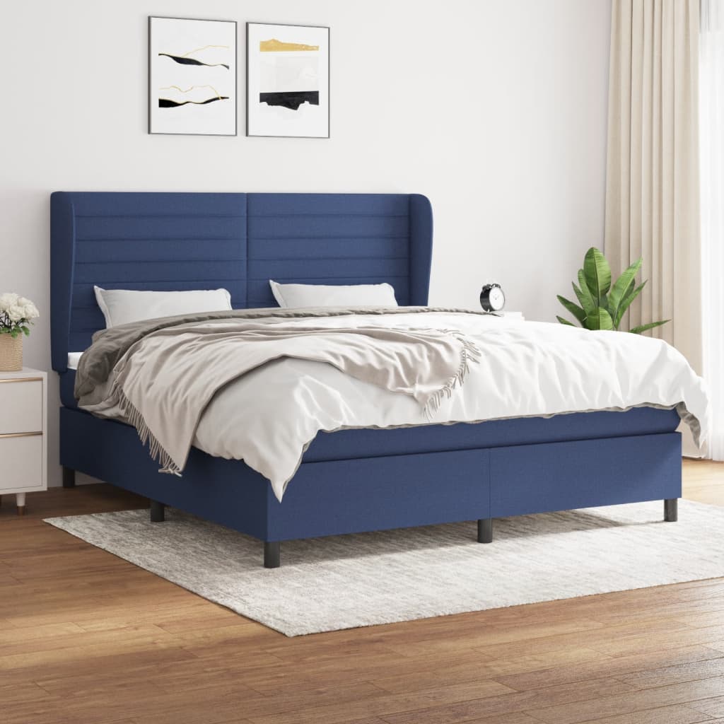 Boxspringbett Mit Matratze Stoff Blau