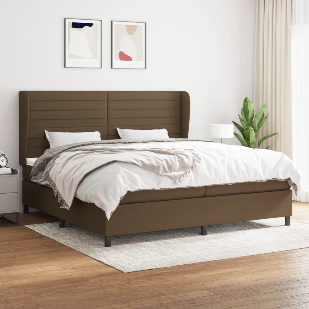 Boxspringbett Mit Matratze Stoff Dunkelbraun