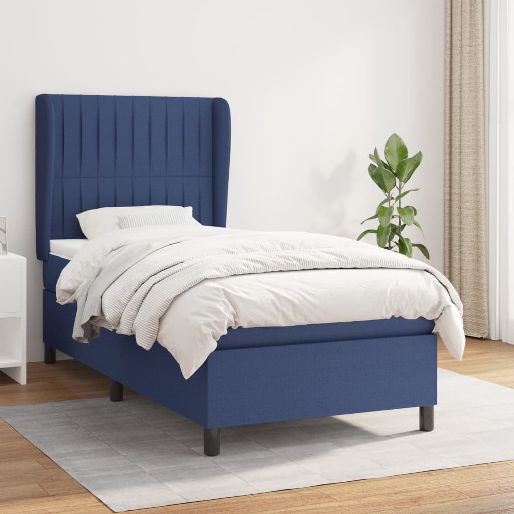 Boxspringbett Mit Matratze Stoff Blau
