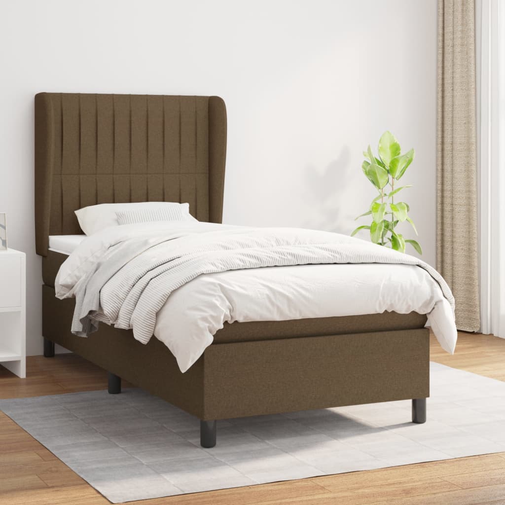 Boxspringbett Mit Matratze Stoff Dunkelbraun