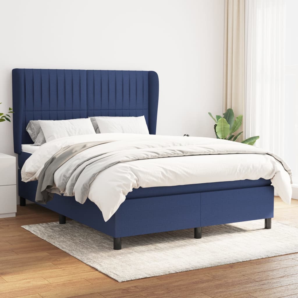 Boxspringbett Mit Matratze Stoff Blau