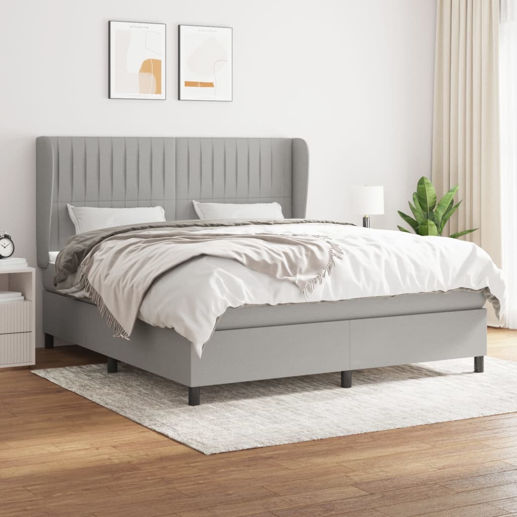 Boxspringbett Mit Matratze Stoff Hellgrau