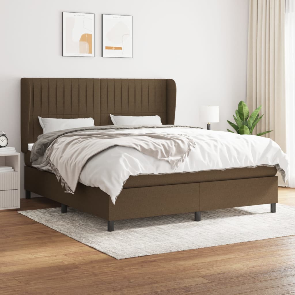 Boxspringbett Mit Matratze Stoff Dunkelbraun