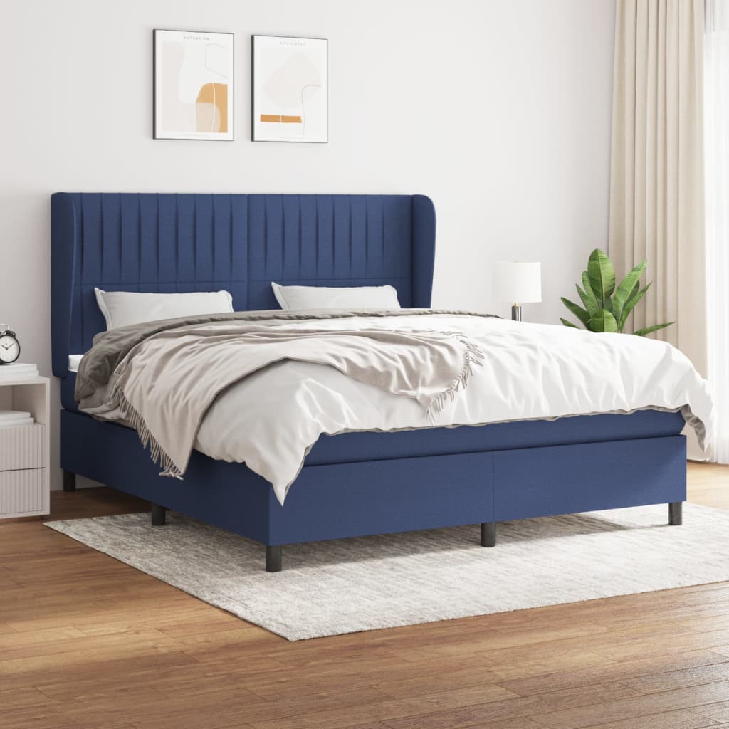 Boxspringbett Mit Matratze Stoff Blau