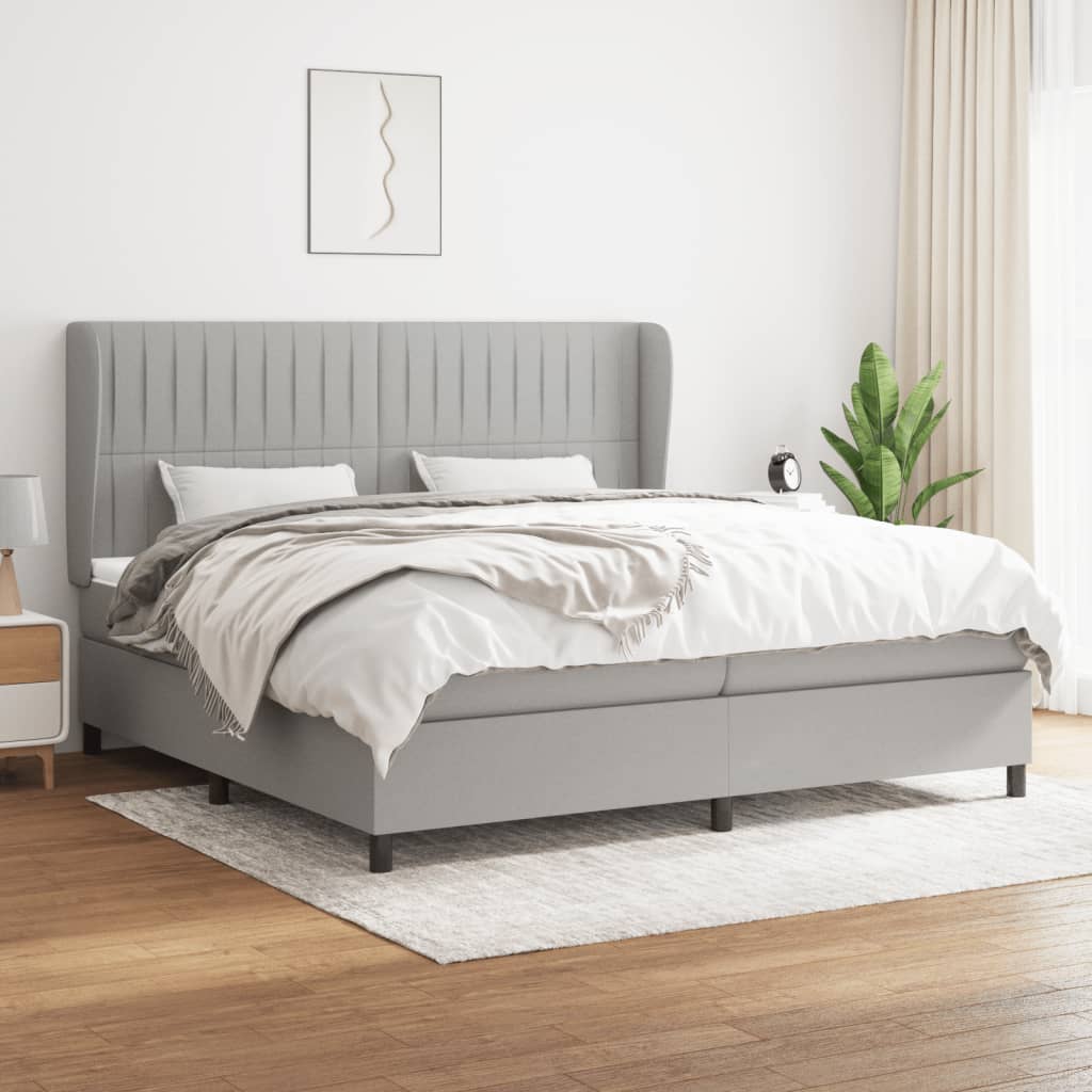 Boxspringbett Mit Matratze Stoff Hellgrau