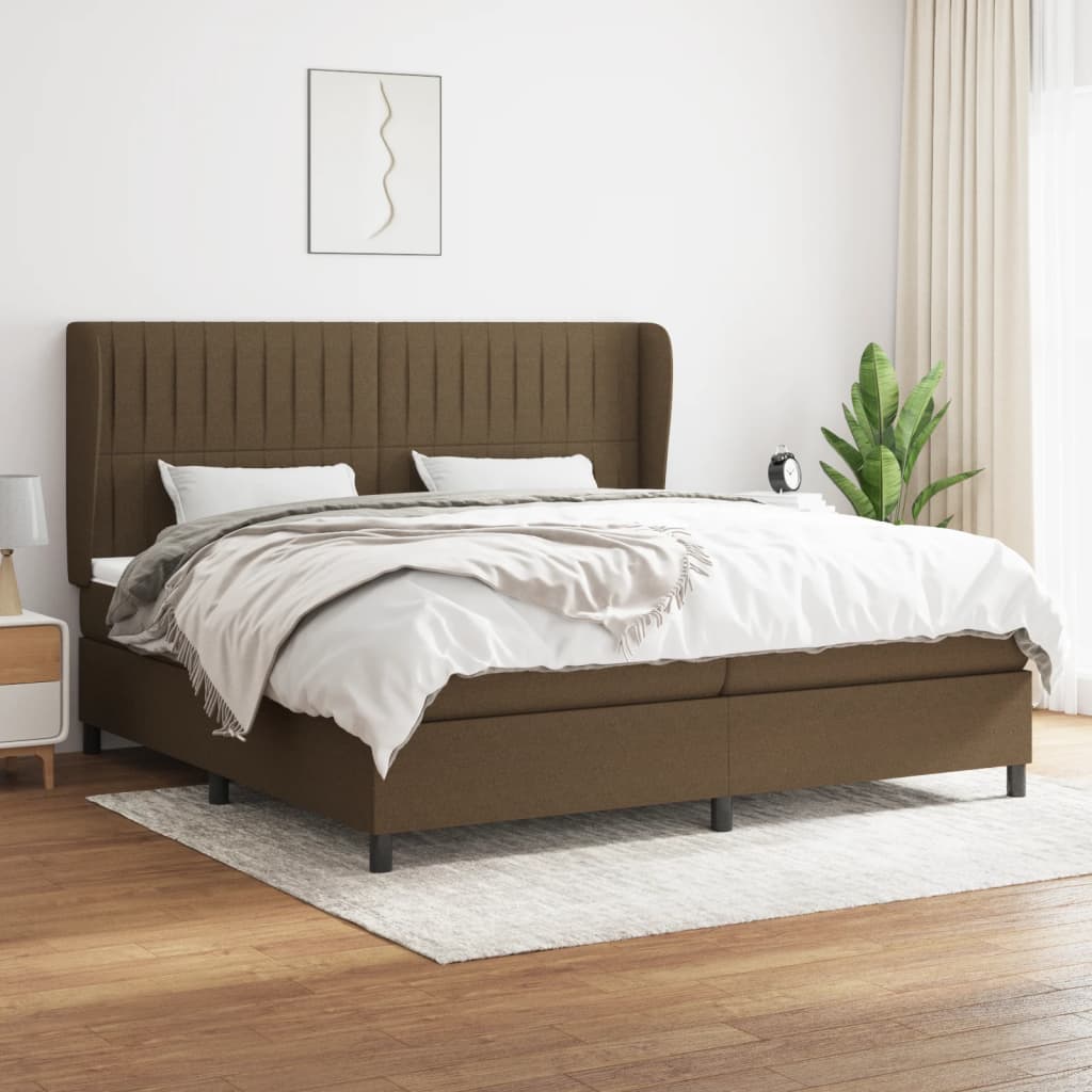 Boxspringbett Mit Matratze Stoff Dunkelbraun