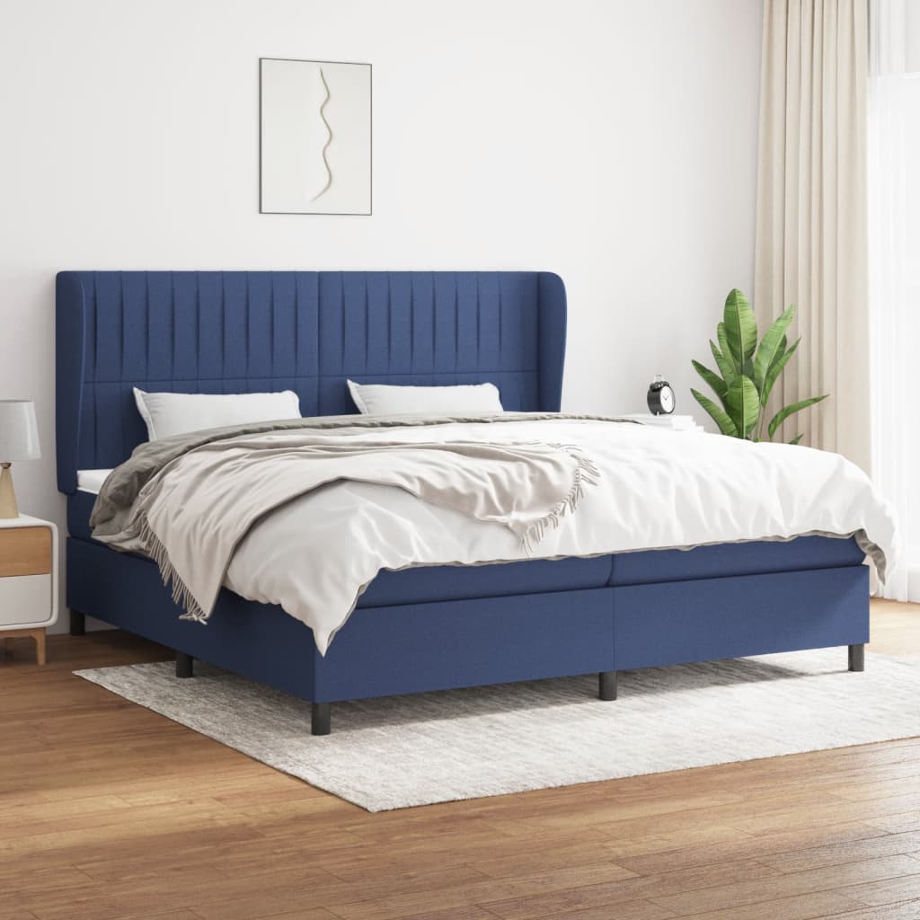 Boxspringbett Mit Matratze Stoff Blau