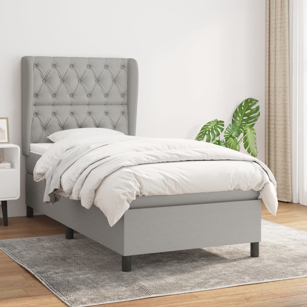 Boxspringbett Mit Matratze Stoff Hellgrau