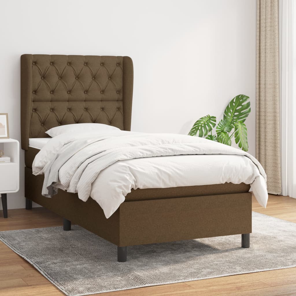 Boxspringbett Mit Matratze Stoff Dunkelbraun