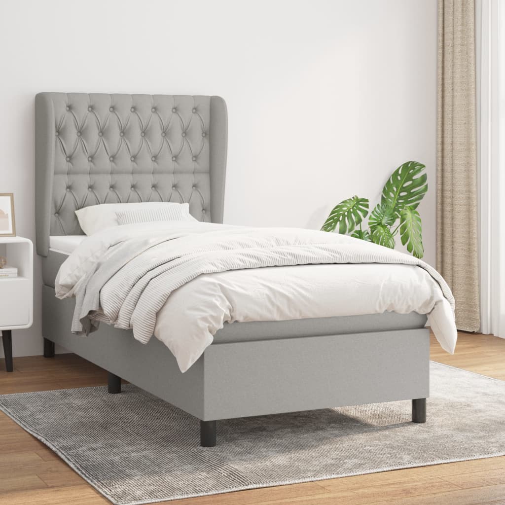 Boxspringbett Mit Matratze Stoff Hellgrau