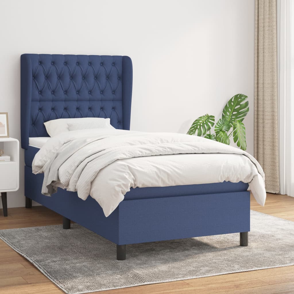 Boxspringbett Mit Matratze Stoff Blau