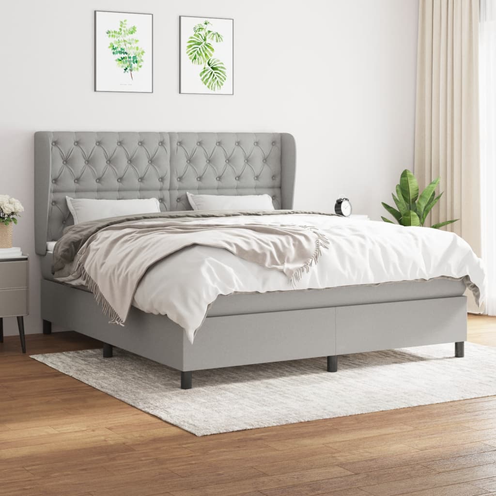 Boxspringbett Mit Matratze Stoff Hellgrau