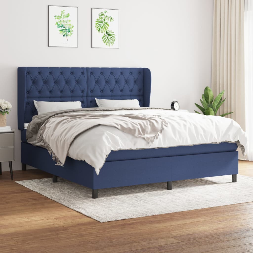 Boxspringbett Mit Matratze Stoff Blau