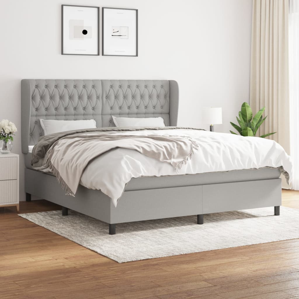 Boxspringbett Mit Matratze Stoff Hellgrau