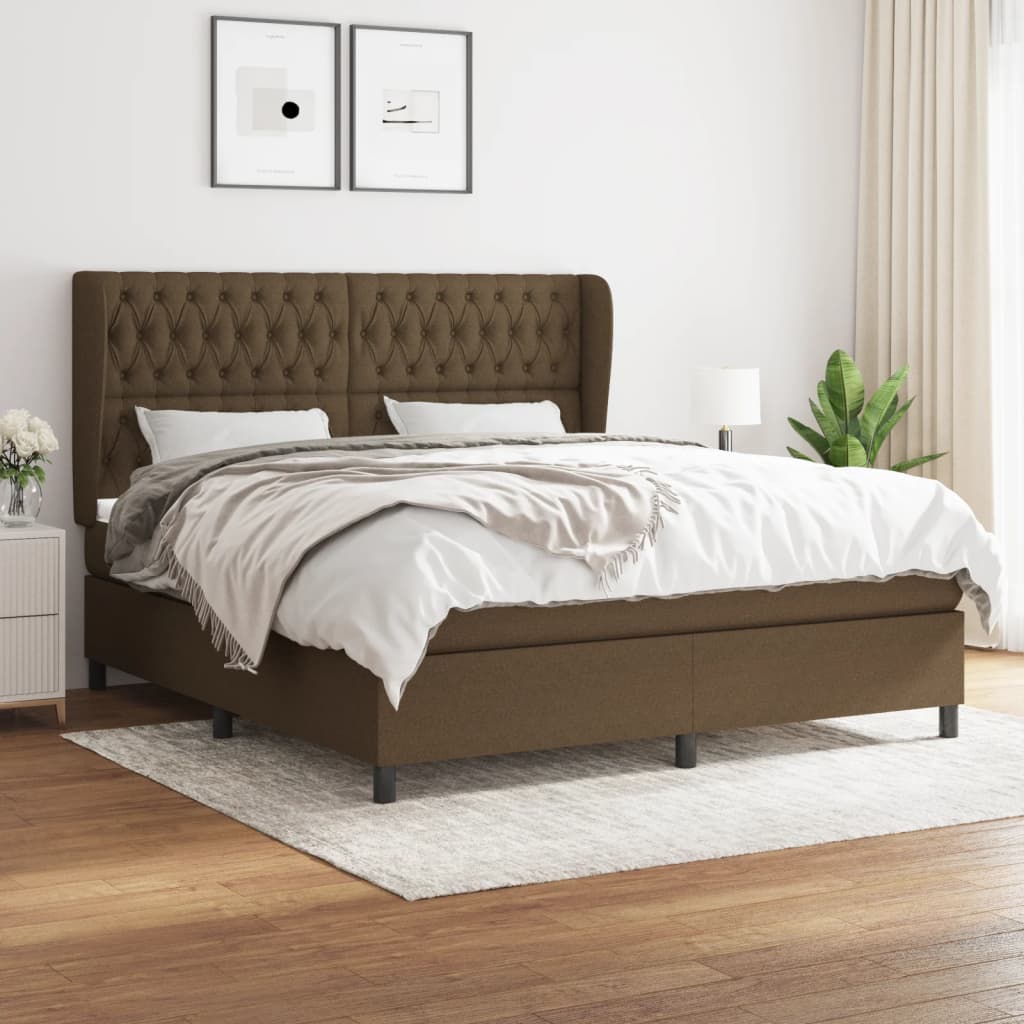 Boxspringbett Mit Matratze Stoff Dunkelbraun