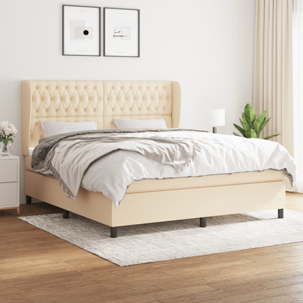 Boxspringbett Mit Matratze Stoff Creme