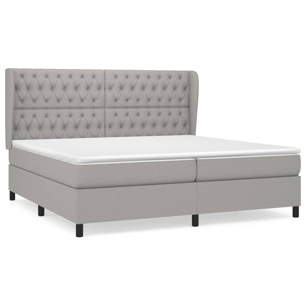 Boxspringbett Mit Matratze Stoff Hellgrau