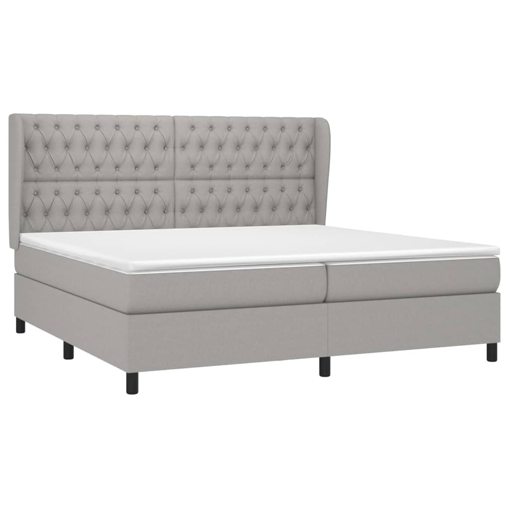 Boxspringbett Mit Matratze Stoff Hellgrau