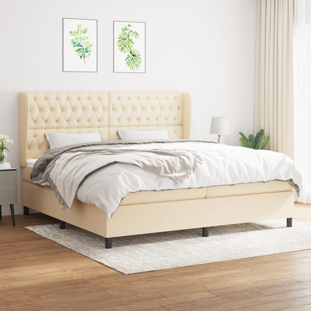 Boxspringbett Mit Matratze Stoff Creme