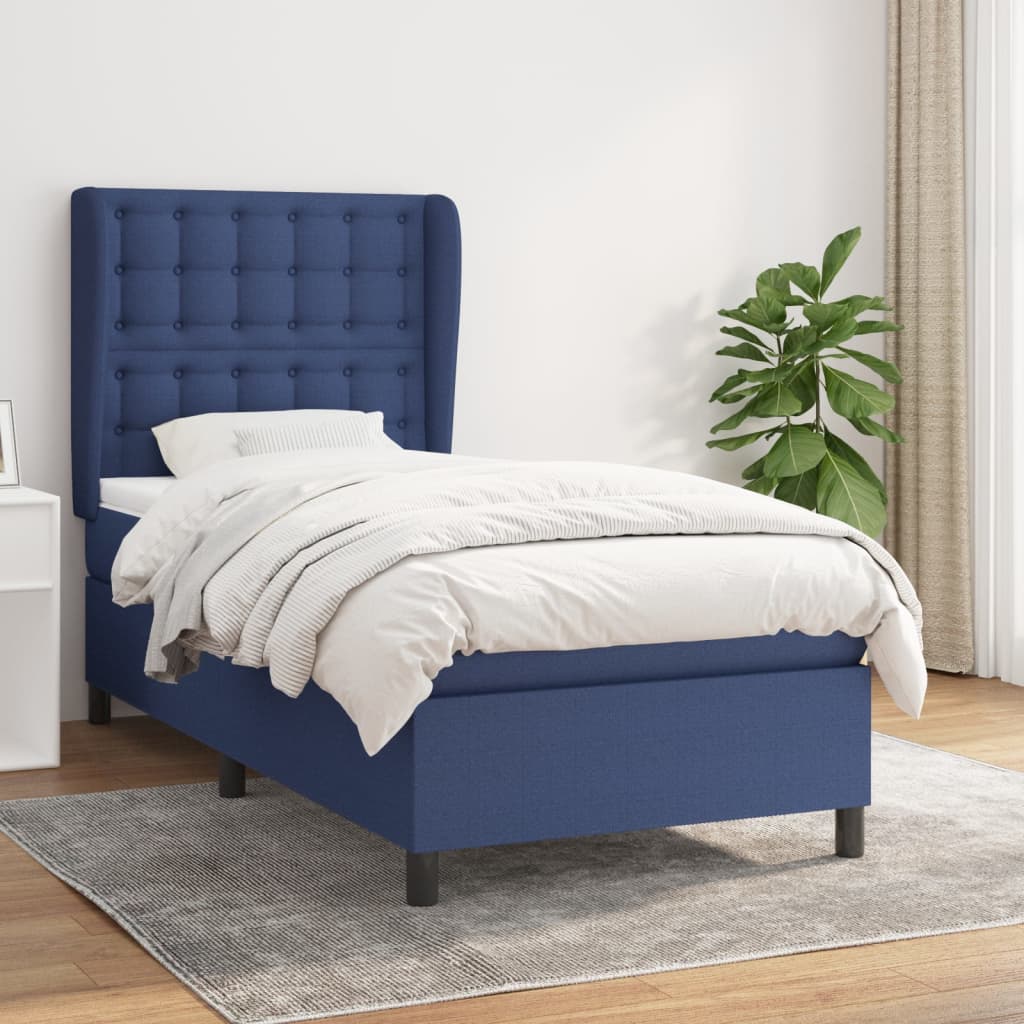 Boxspringbett Mit Matratze Stoff Blau