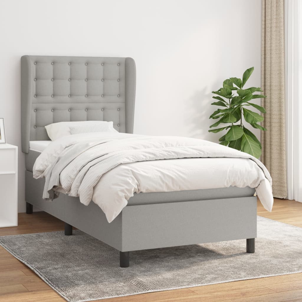 Boxspringbett Mit Matratze Stoff Hellgrau