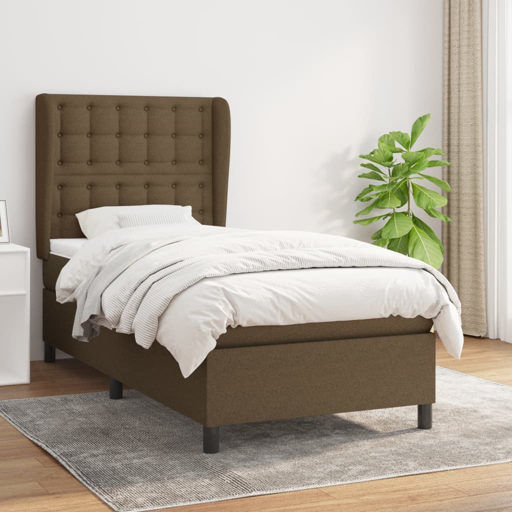 Boxspringbett Mit Matratze Stoff Dunkelbraun
