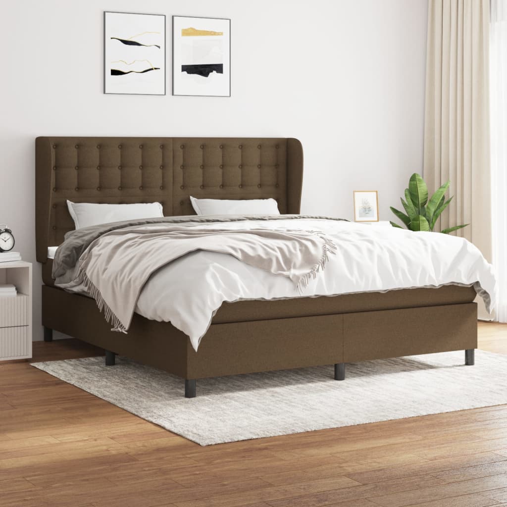 Boxspringbett Mit Matratze Stoff Dunkelbraun