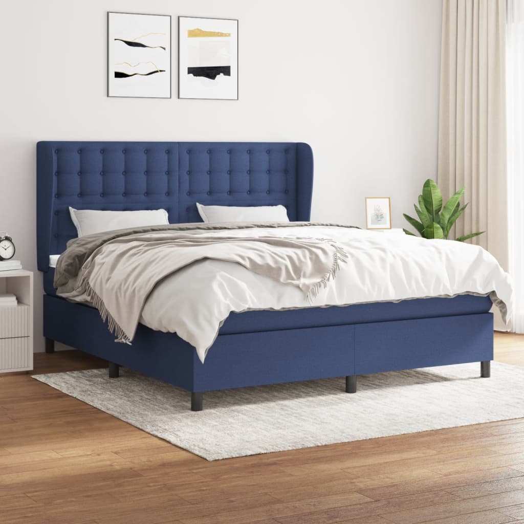 Boxspringbett Mit Matratze Stoff Blau