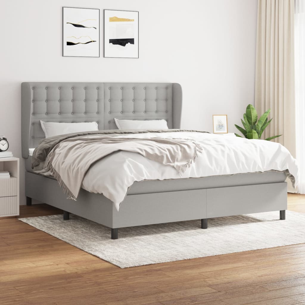 Boxspringbett Mit Matratze Stoff Hellgrau