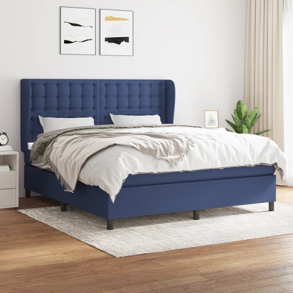 Boxspringbett Mit Matratze Stoff Blau