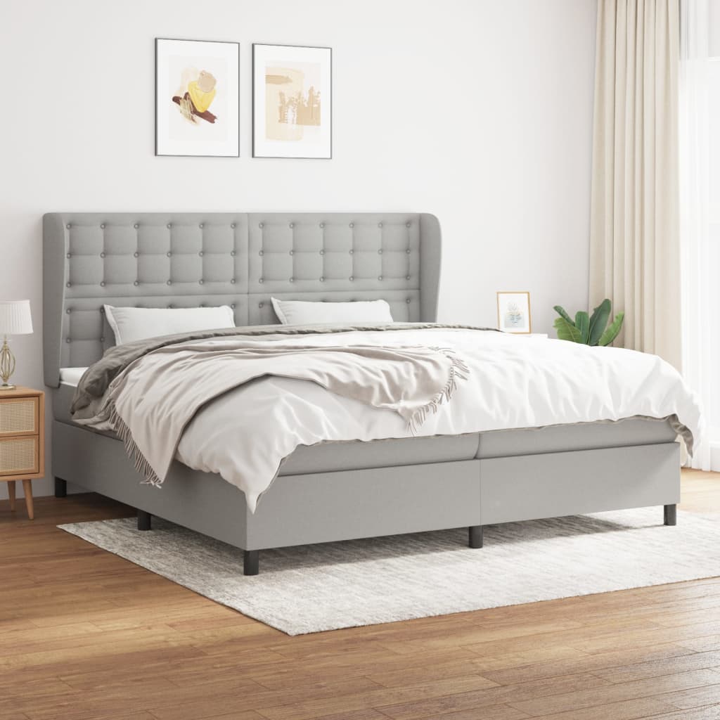 Boxspringbett Mit Matratze Stoff Hellgrau