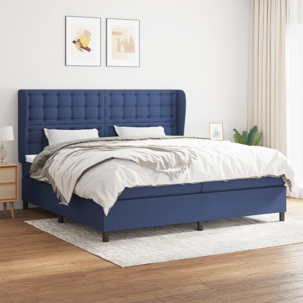 Boxspringbett Mit Matratze Stoff Blau