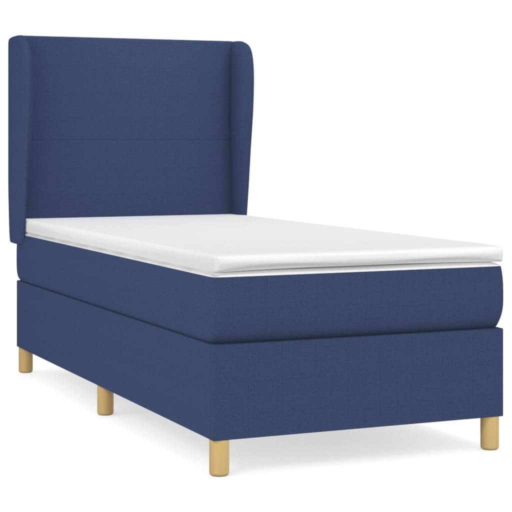 Boxspringbett Mit Matratze Stoff Blau