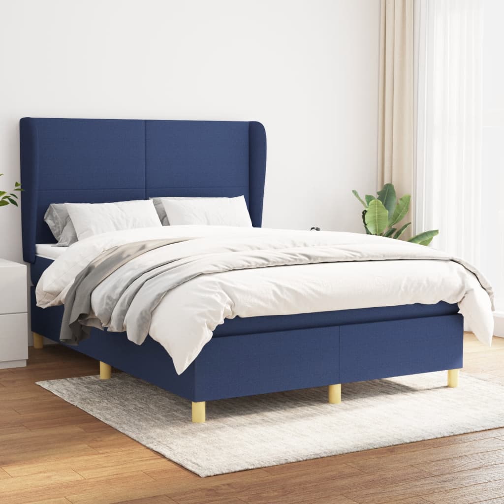 Boxspringbett Mit Matratze Stoff Blau
