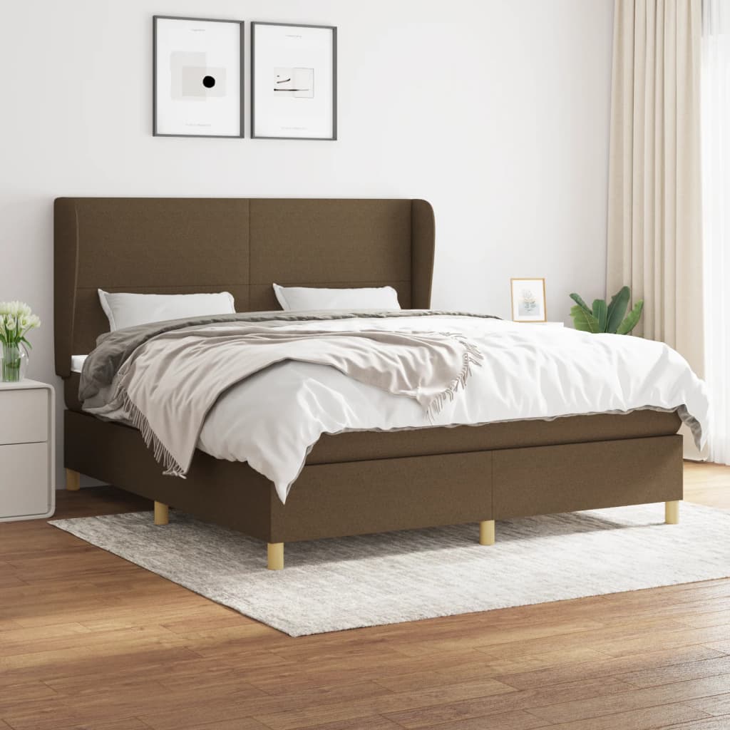 Boxspringbett Mit Matratze Stoff Dunkelbraun
