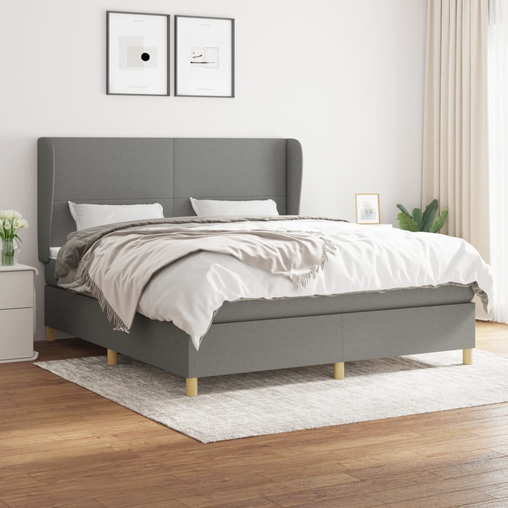 Boxspringbett Mit Matratze Stoff Dunkelgrau