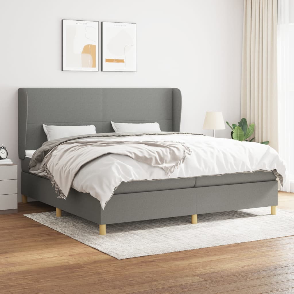 Boxspringbett Mit Matratze Stoff Dunkelgrau