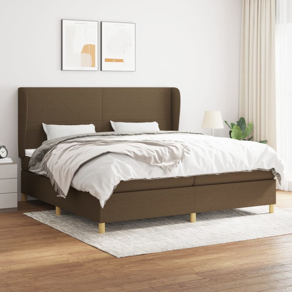 Boxspringbett Mit Matratze Stoff Dunkelbraun